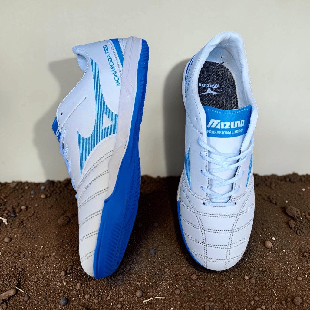 Kaaf - Sepatu Futsal Mizuno Monarcida White Blue
