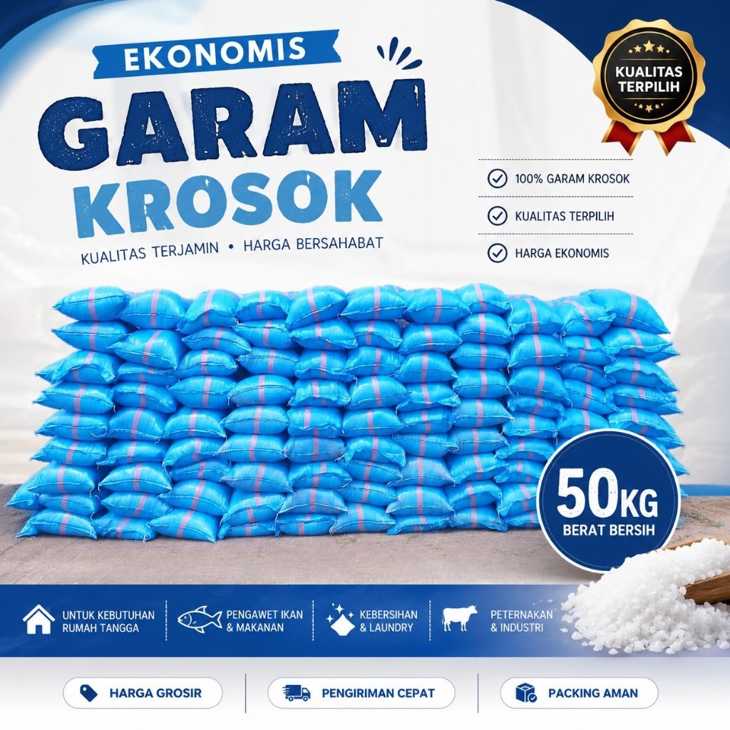 Garam Kasar Garam Krosok 50kg - Garam Kasar Putih Bersih Garam Murni Sea Salt Garam Laut  - Garam Ik