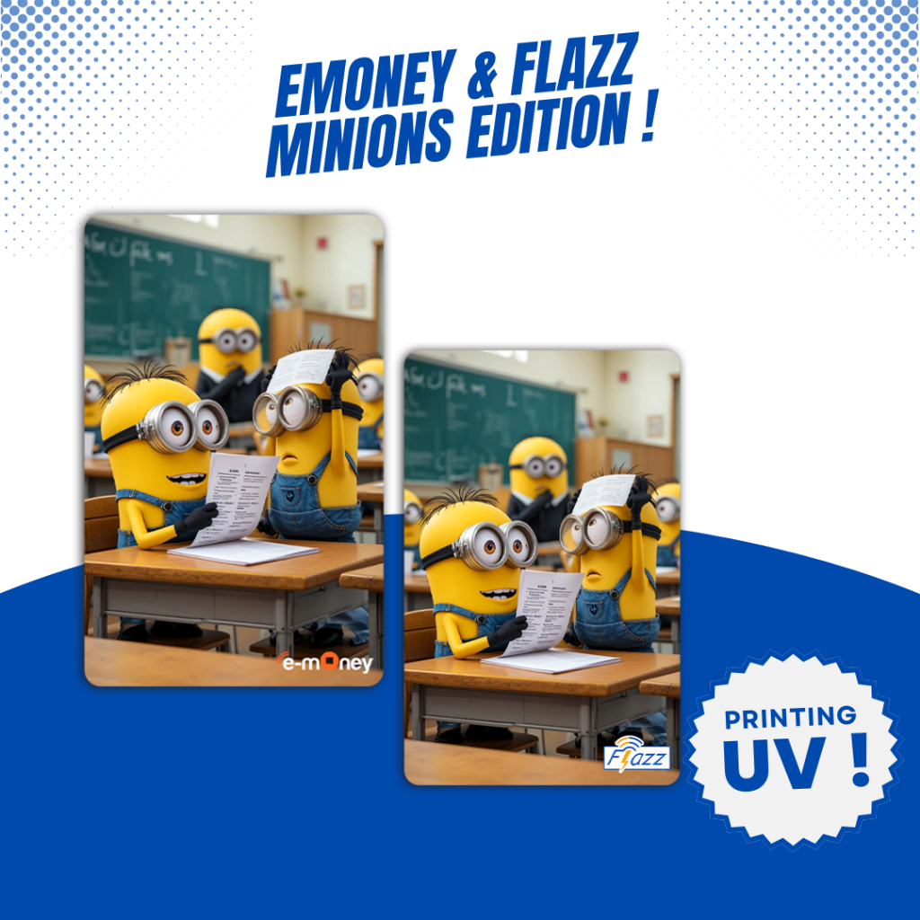 Kartu Emoney / Flazz Gen 2 Minion Edition - Custom Kartu Etoll Mandiri BCA Support NFC