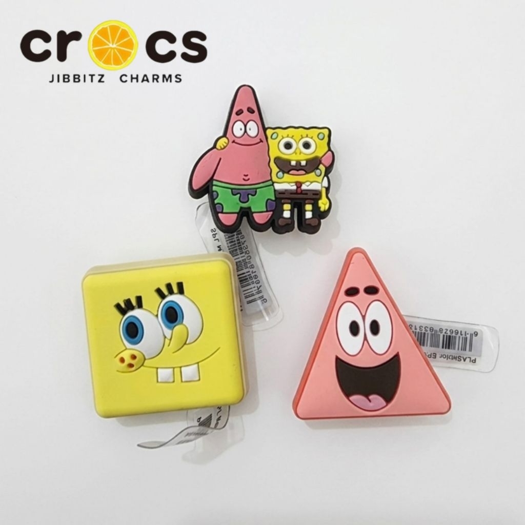 CROCS JIBBITZ CHARMS SPONGEBOB AND PATRICK EDITION 1 SET AKSESORIS SANDAL CROCS CLASSIC CLOG