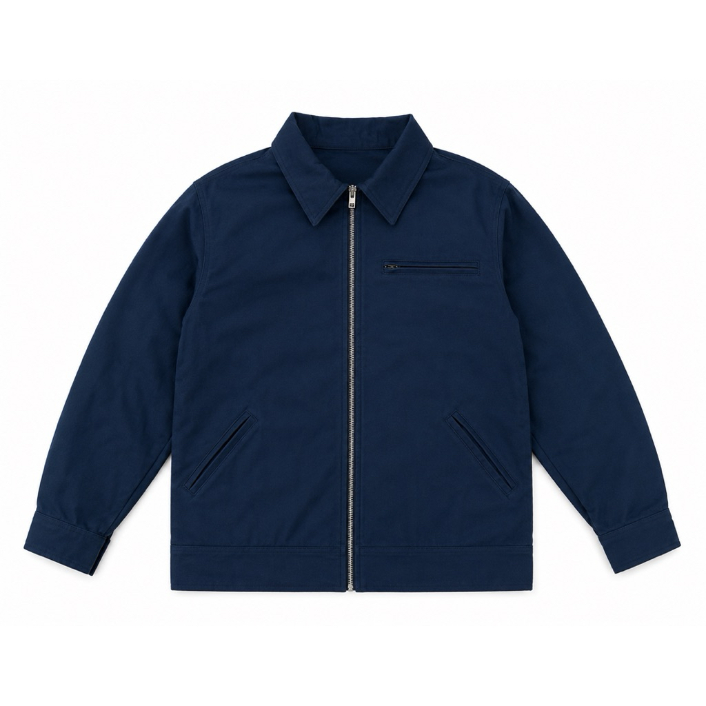 Work Jaket CANVAS Polos NAVY CALSSIC reguler