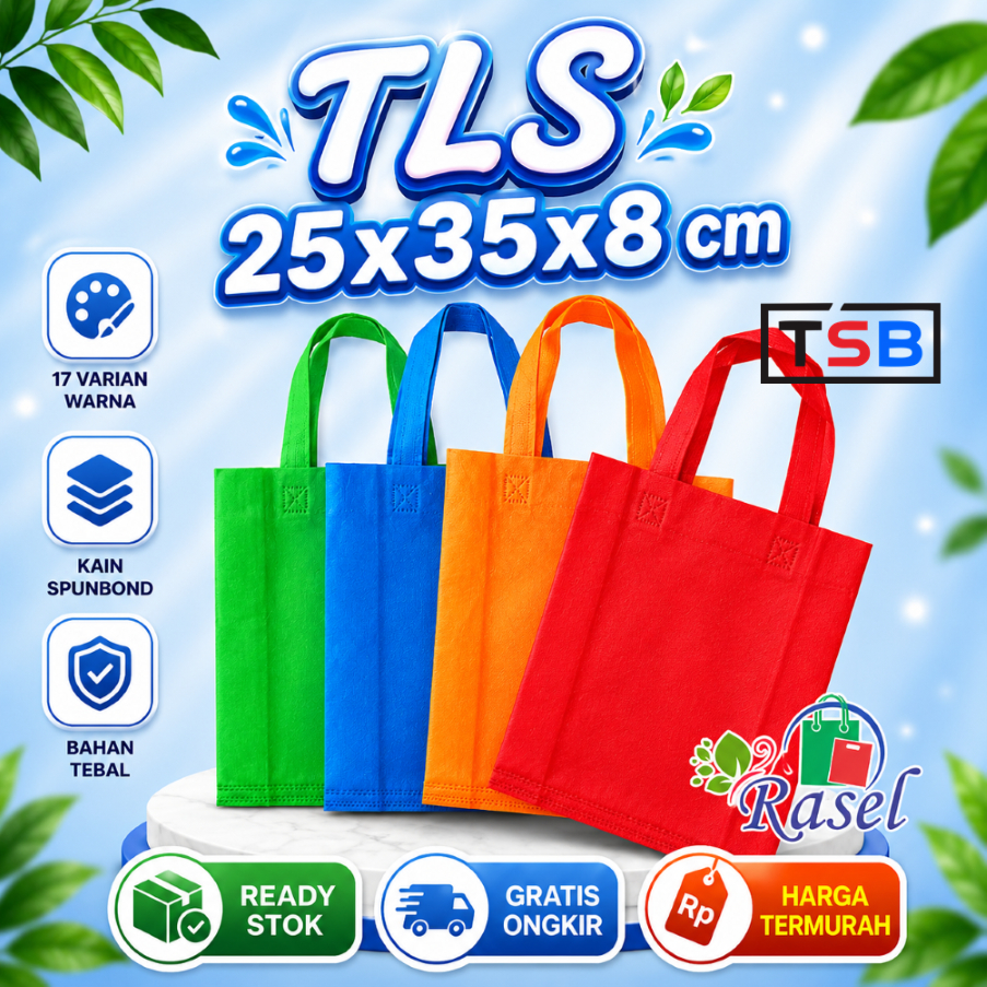 Tas 25x35x8 spunbond goodie bag polos furing laken kantong souvenir