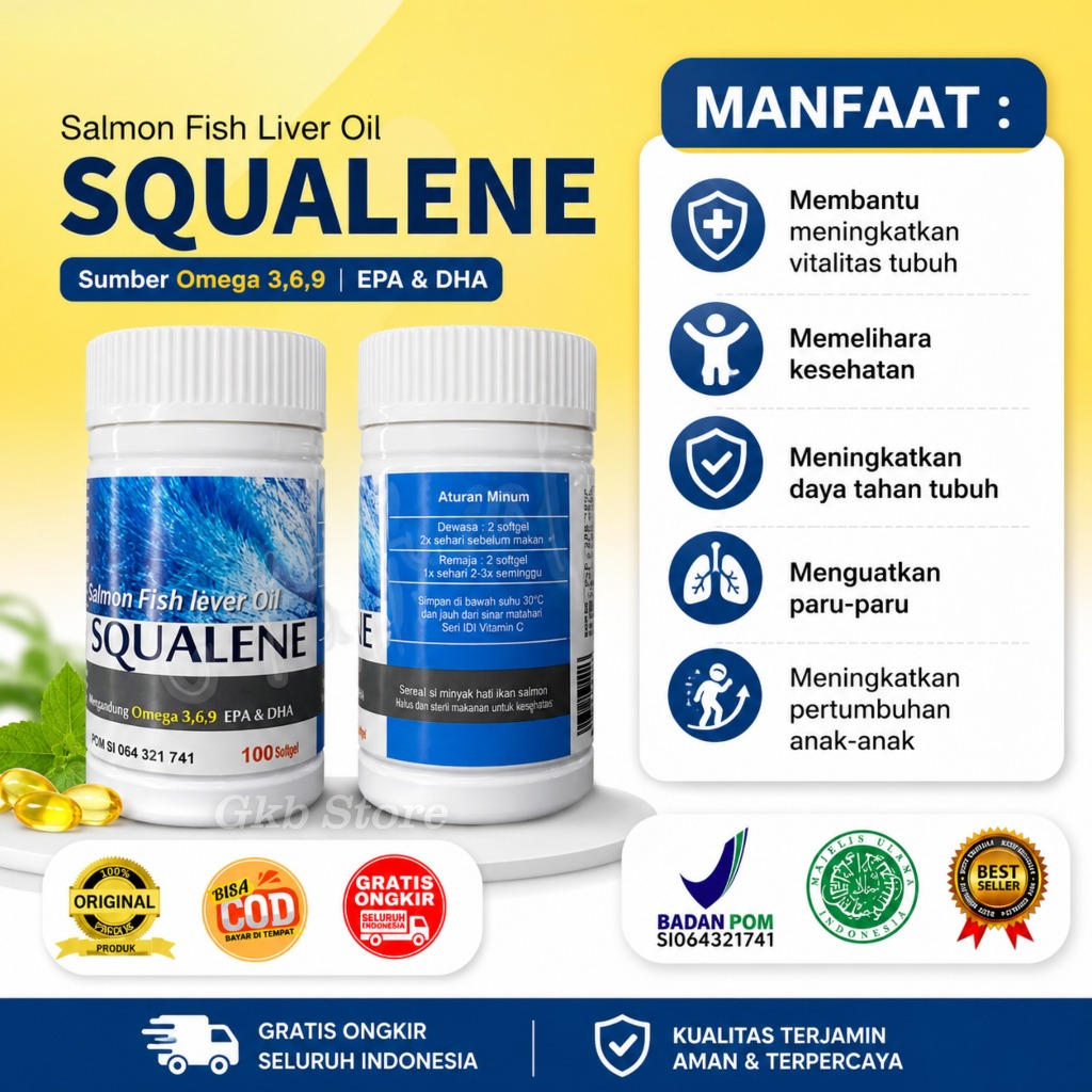 Squalene Minyak Ikan Salmon Fish Lever Oil 100% Original