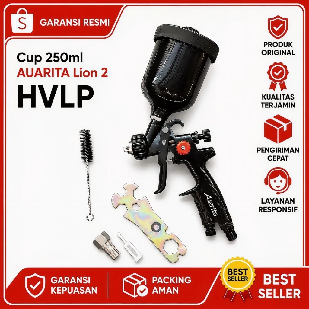 Spray Gun cat semprot AUARITA Hvlp Lion Light 2 250ml Original Auto refinish gun