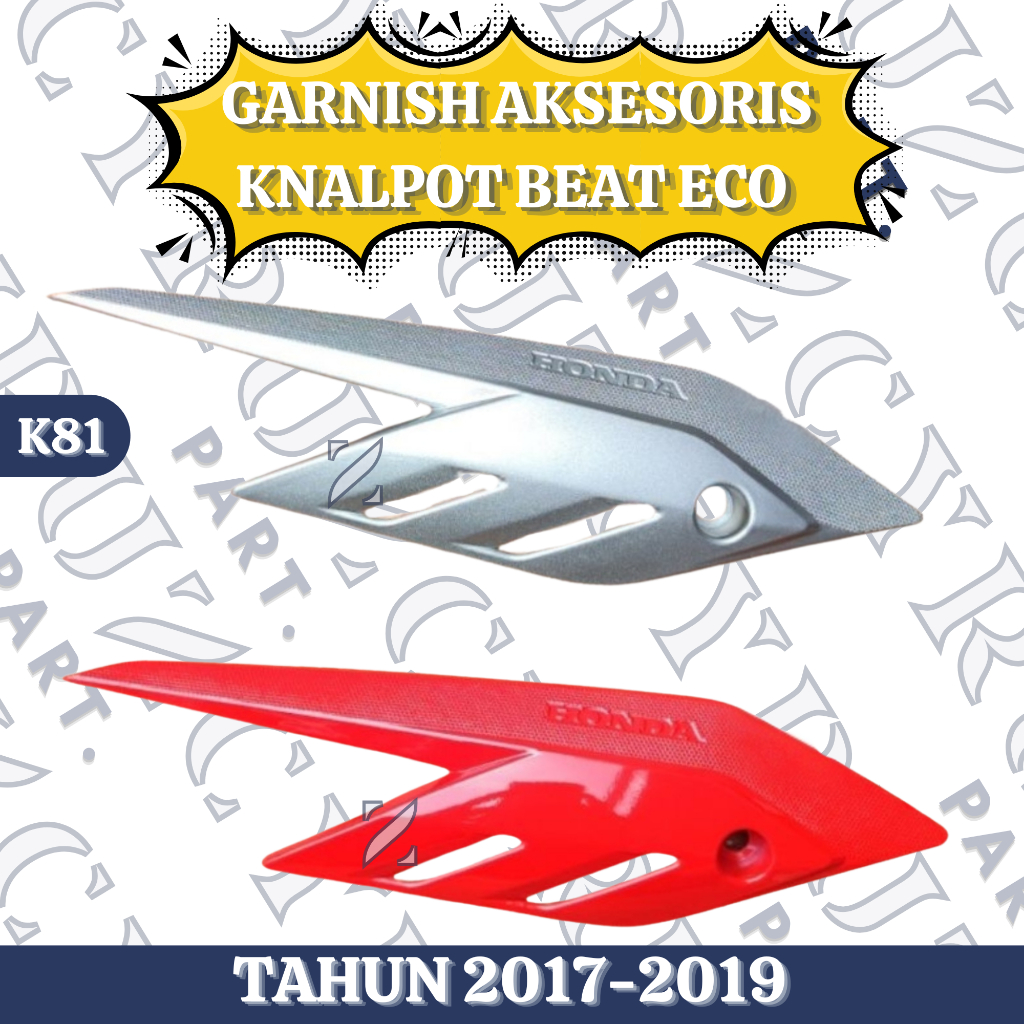Garnish aksesoris cover knalpot beat eco street K81 Tahun 2017-2019 Merah Silver