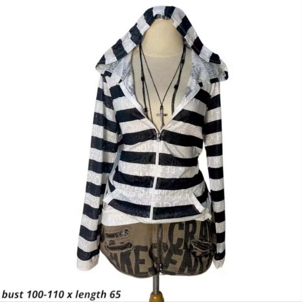 preloved jacket outer strip b&w y2k grunge