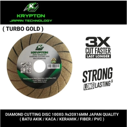 KRYPTON Mata gerinda potong / Diamond cutting 4" Japan quality ( batu akik / kaca / keramik / PVC / 