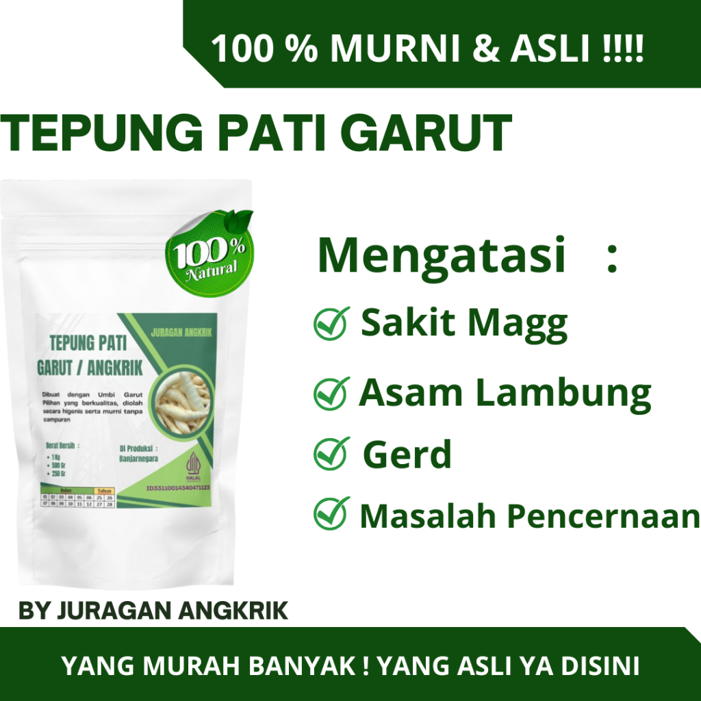 tepung garut asli 1 kg / Pati Garut murah / tepung irut / obat asam lambung