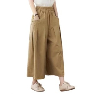 Celana Kulot Polos Wanita Kekinian Alika Pants BO Bahan Kain Linen Rami All Size  LP 110 PJ 85 Bawah