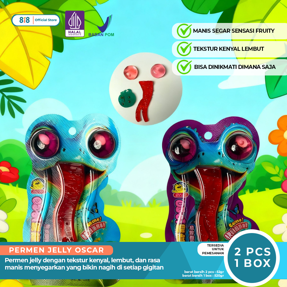 Permen Karakter Oscar Kenyal Bentuk Unik Rasa Buah Segar 1 Box / Permen Jelly Lembut