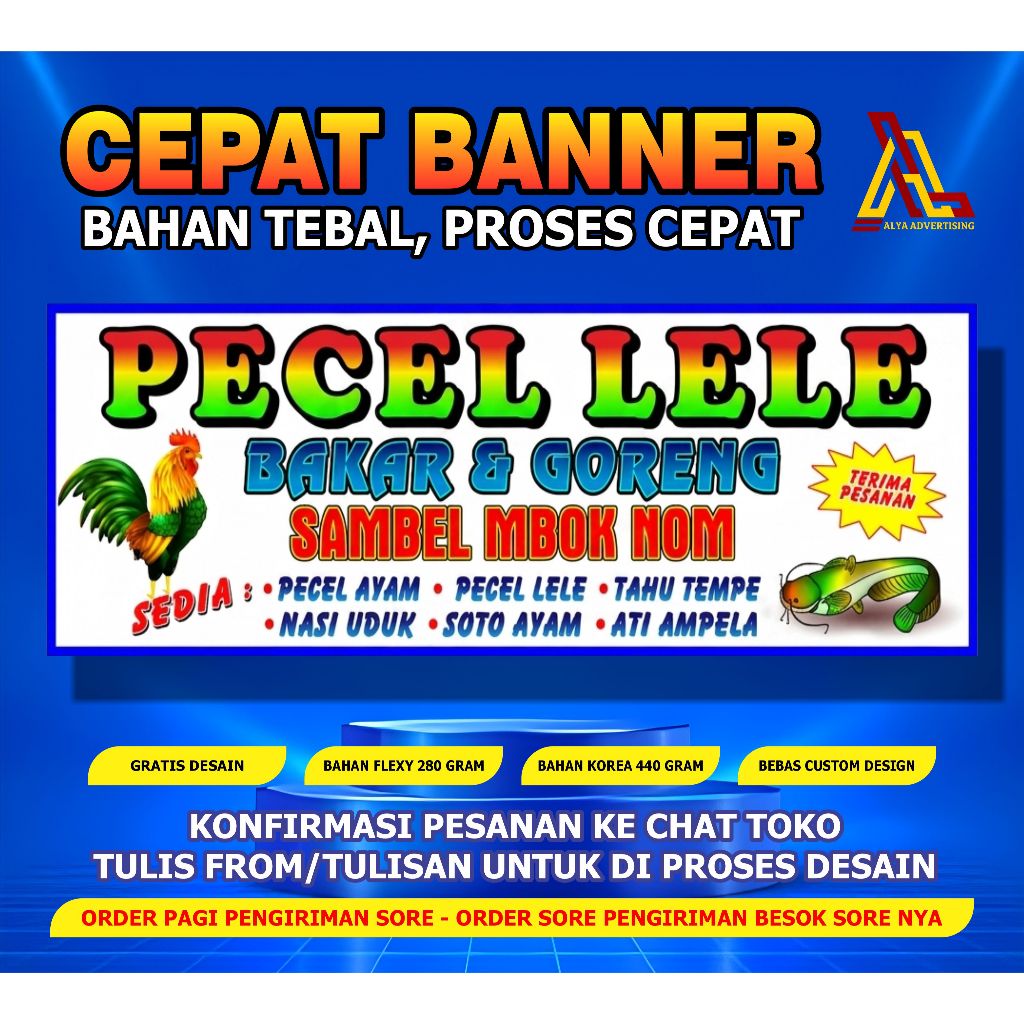 SPANDUK | SPANDUK CUSTOM | SPANDUK PECEL LELE | SPANDUK NASI GORENG | SPANDUK KAIN MURAH