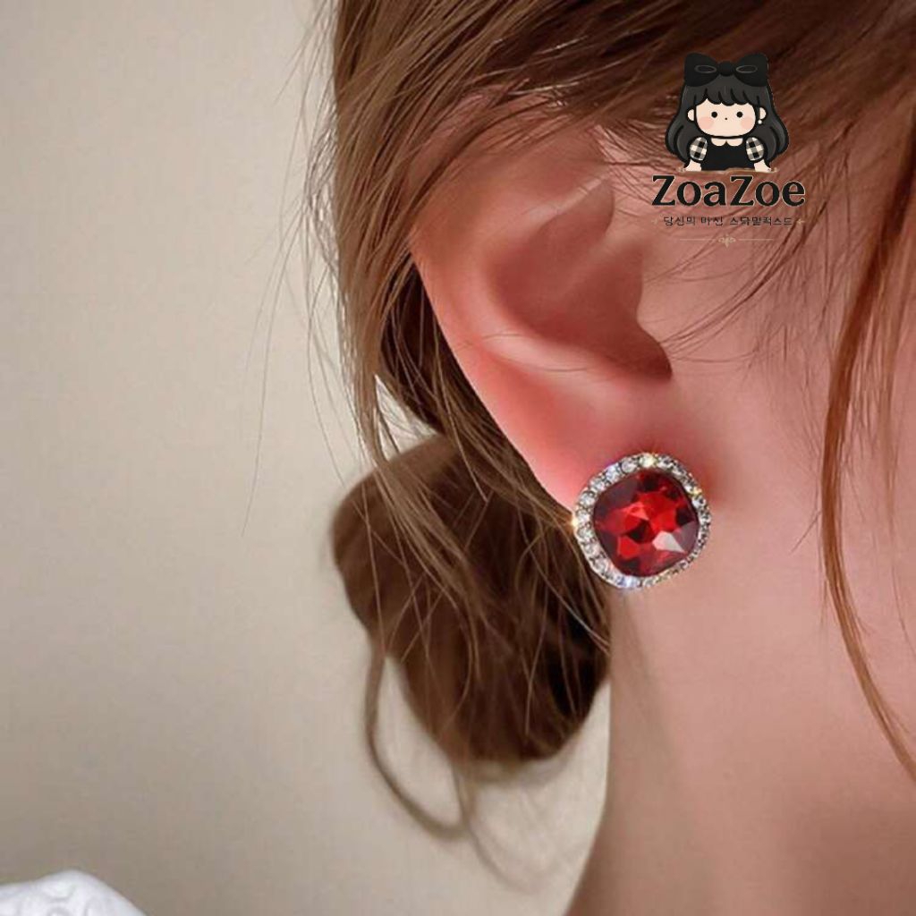 ZoaZoe.id | ANTING - Roux Earrings ZOE28 / Anting Pesta / Anting Fashion / Anting Merah / Anting CNY