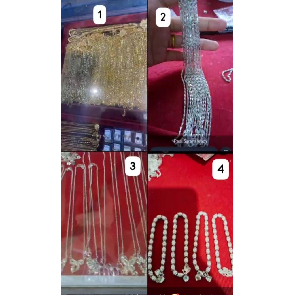 perak lapis mas gelang padi kalung liontin
