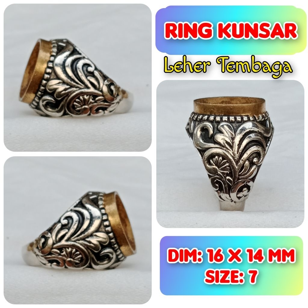 Cincin emban batu akik dan permata Leher Tembaga.28