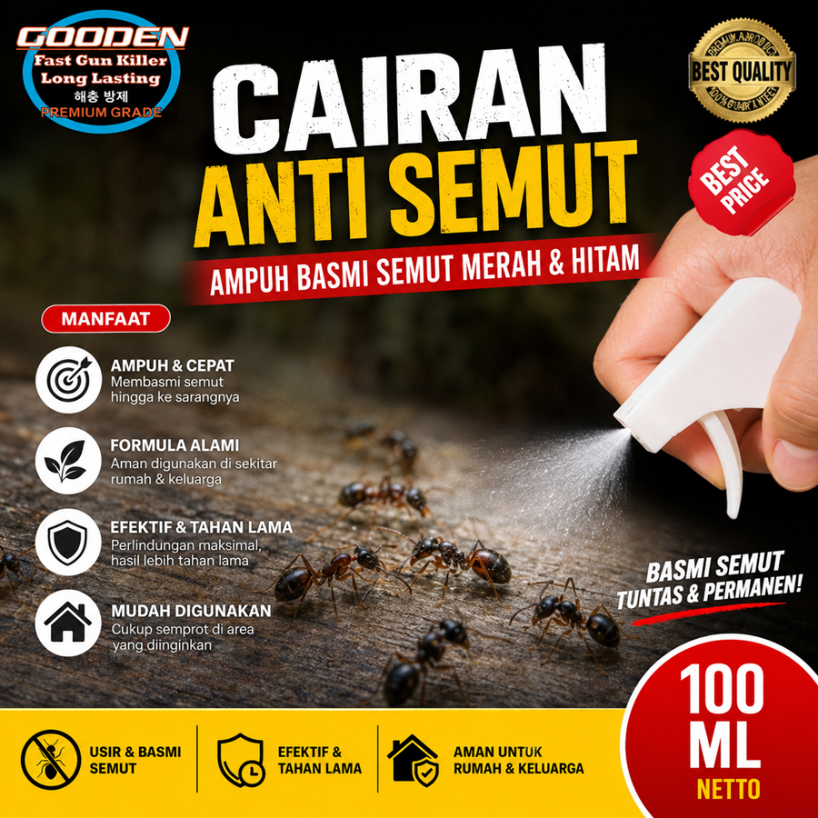 CAIRAN ANTI SEMUT Hitam GOODEN 100 Ml Cairan Pengusir Semut Merah Semuh Titam Obat Anti Semut Racun 