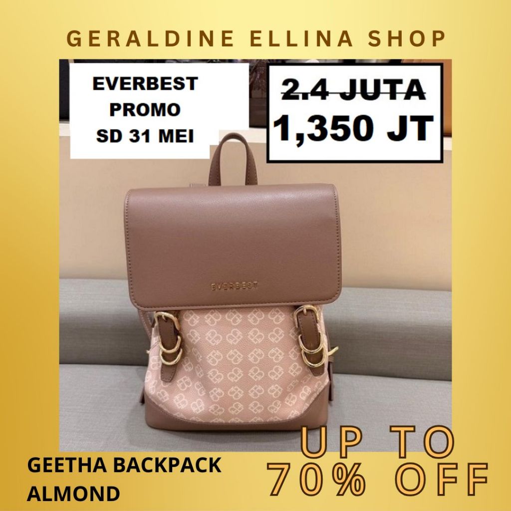 Tas Ransel Gendong Punggung Wanita Everbest Backpack Ukuran Sedang Bahan Kulit PU Seri GEETHA Origin