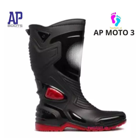 AP BOOTS MOTO 3 BLACK RED 38-45 - SEPATU BOOTS SEPATU BIKERS MOTO 3 - AP BOOTS