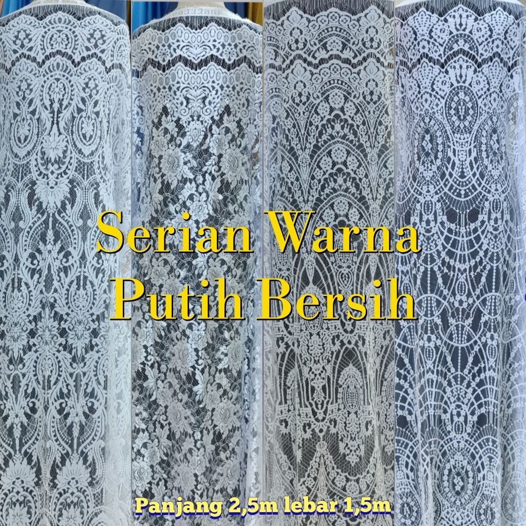 Serian PUTIH (Grade A++) |Kain kebaya modern|Kain kebaya wisuda|wedding|Brokat kebaya|Kebaya modern|