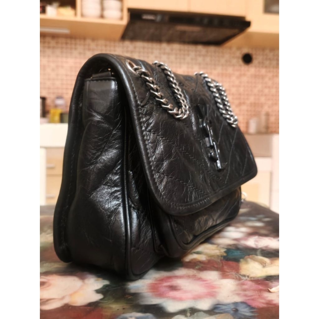 Preloved tas selempang bahu wanita, bahan kulit, Y~5 ~ L Baby Niki in Black