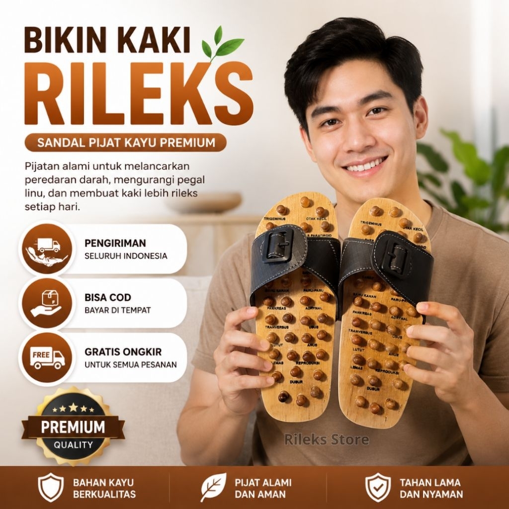 SANDAL REFLEKSI KAYU / SANDAL TERAPI REPLEKSI PRIA WANITA / SANDAL REMATIK KAYU  / SANDAL TERAPI BAK