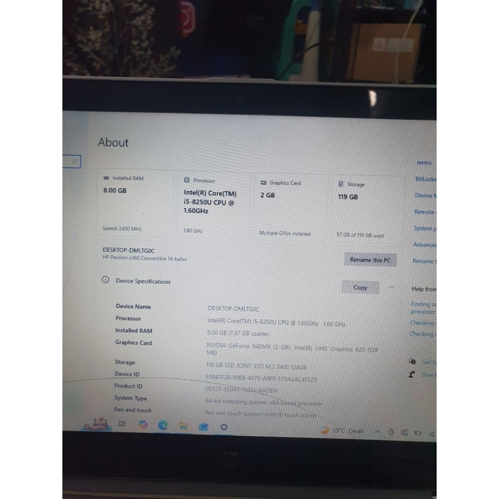 Laptop hp pavilion x360 mesin normal