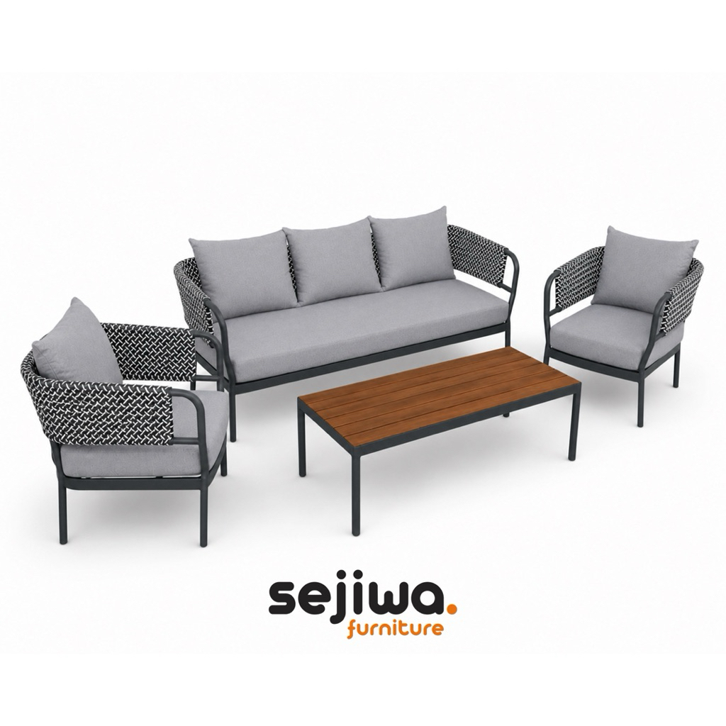 Sejiwa Furniture - Set Sofa Tamu Outdoor Rotan Sintetis / Kursi Tamu Rotan Sintetis