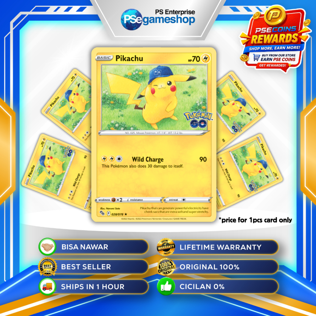 Pokemon TCG: Pokemon GO Expansion Card Pikachu Blue Pokemon Promo Card