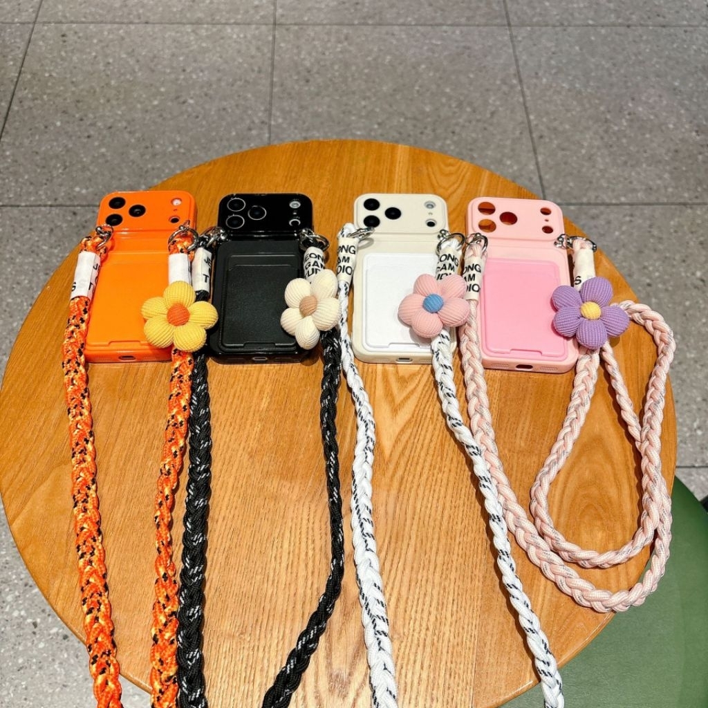Casing Ponsel iPhone 17 Tali Gantung Dompet Kartu Selempang