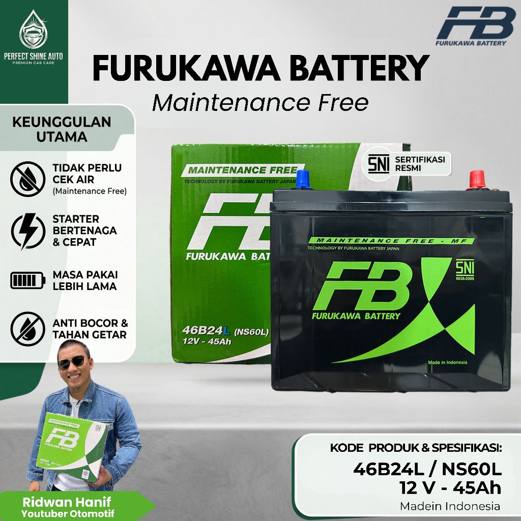 Furukawa Battery / FB Aki Mobil NS60L / 46B24L 45Ah Aki Kering