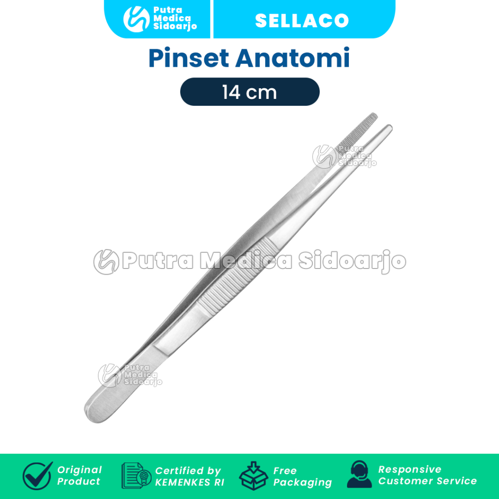 Sellaco Pinset Medis / Penjepit Jaringan / Dressing Tissue Forcep / Instrumen Bedah Stainless Steel