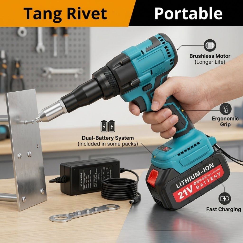 Rivet Gun Elektric Brushless 20V / Tang Rivet Cordless Otomatis Tang Keling Alumunium