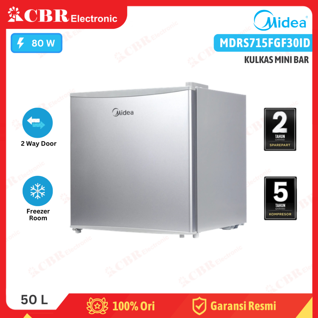 Kulkas Mini Bar MIDEA 1 Pintu MDRD86FGG50ID (Mini Bar) 50 L