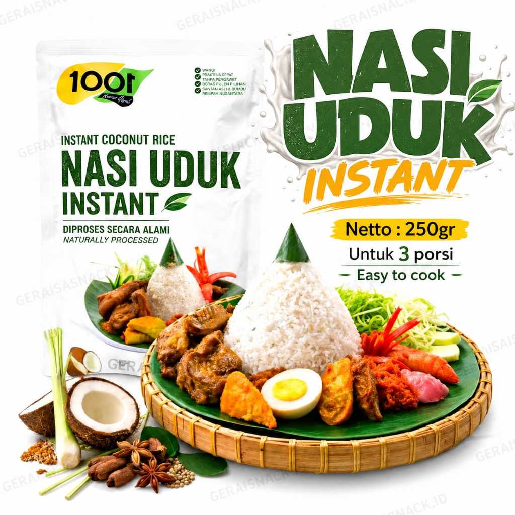 Nasi Uduk Instan 1001 Diproses Alami Praktis & Higienis 250gr