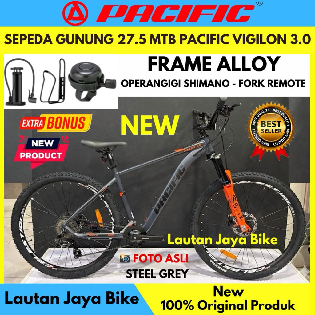 Sepeda Gunung MTB 27,5 Pacific Vigilon 3.0 Frame alloy Fork Remote New