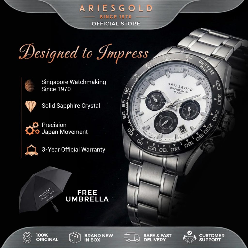 [FREE TUMBLER] Jam Tangan Pria Original Aries Gold Inspire Monza G-7024-SBK-SBK The Real Premium Wat