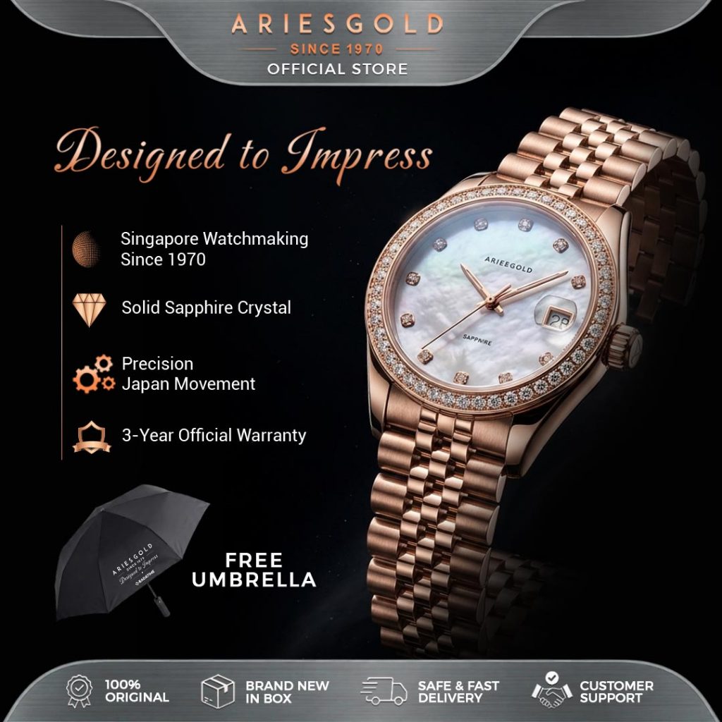 [FREE TUMBLER] Jam Tangan Wanita Aries Gold Heritage Original Rose Gold Garansi B-1069-RG-MP