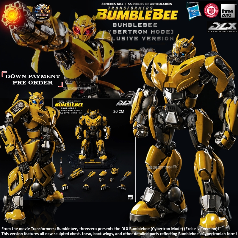 100% Original Threezero DLX Transformers Bumblebee Mode Cybertron Size 20Cm LED License Hasbro