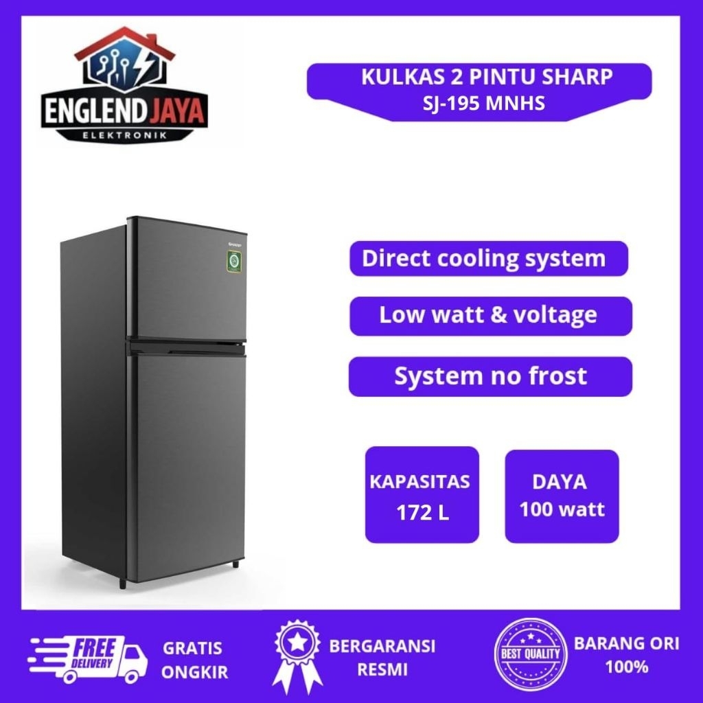 KULKAS 2 PINTU SHARP - SJ195MNHS