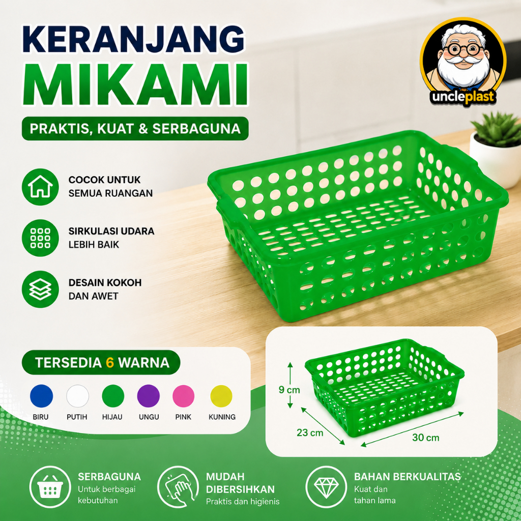 Keranjang Mikami Storage Kotak Besar Rak Organizer Serbaguna XL Box Plastik Tempat Penyimpanan Multi