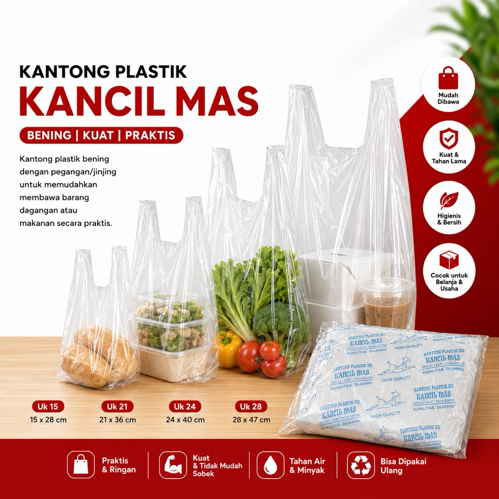 Plastik Bening / Kresek Bening Aneka Ukuran - Pack