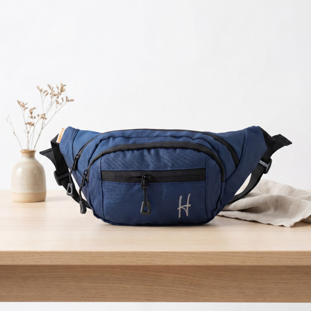 Tas Selempang Pria Waistbag Heavy Logo H Bordir Resleting 4 | Tas pinggang pria