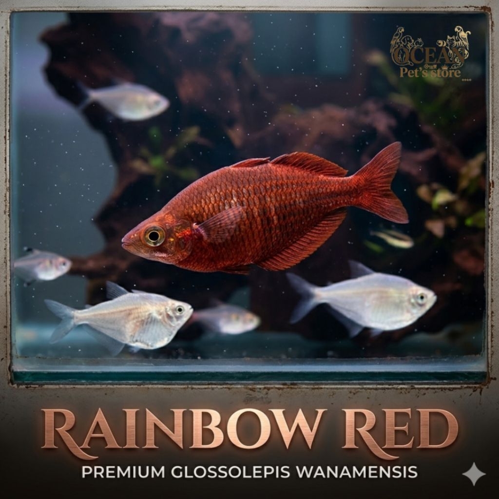 rainbow red gold hiasan aquarium aquascape ikan hias air tawar