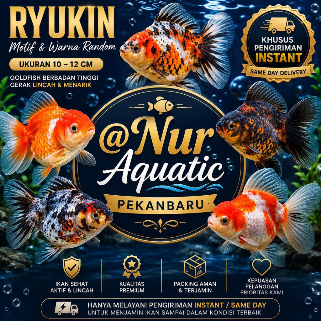 ikan mas koki Ryukin ukuran 10-12 cm motif dan warna random
