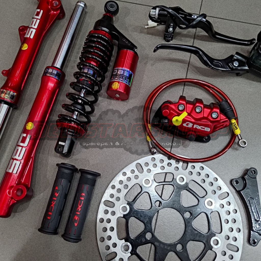 Komplit!! Full set master rem rcb e3 12.7mm kanan kiri + kaliper 2 piston + selang 90cm + handgrip +