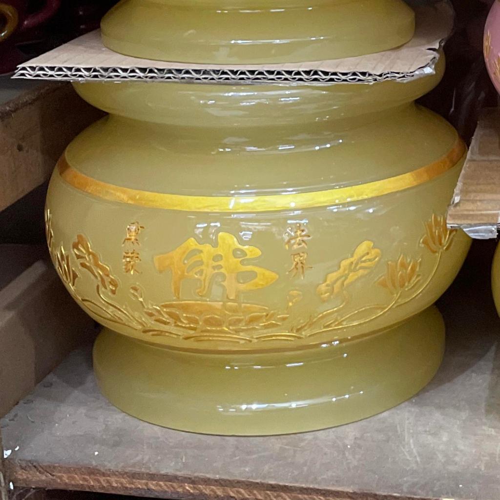 Hiolo/ hiulo/ hiu lo /hio lo tempat dupa - motif FO - 7 inch kuning - marmer