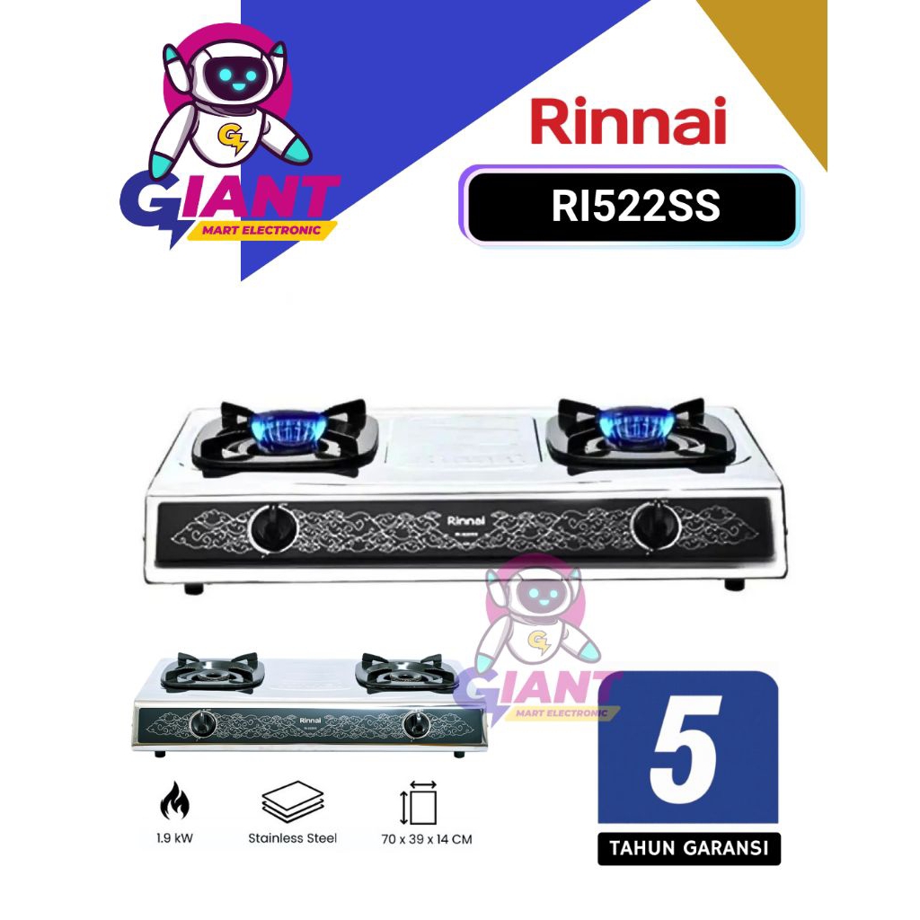 KOMPOR GAS RINNAI 2 TUNGKU RI522SS SUN BUNER MOTIF BATIK