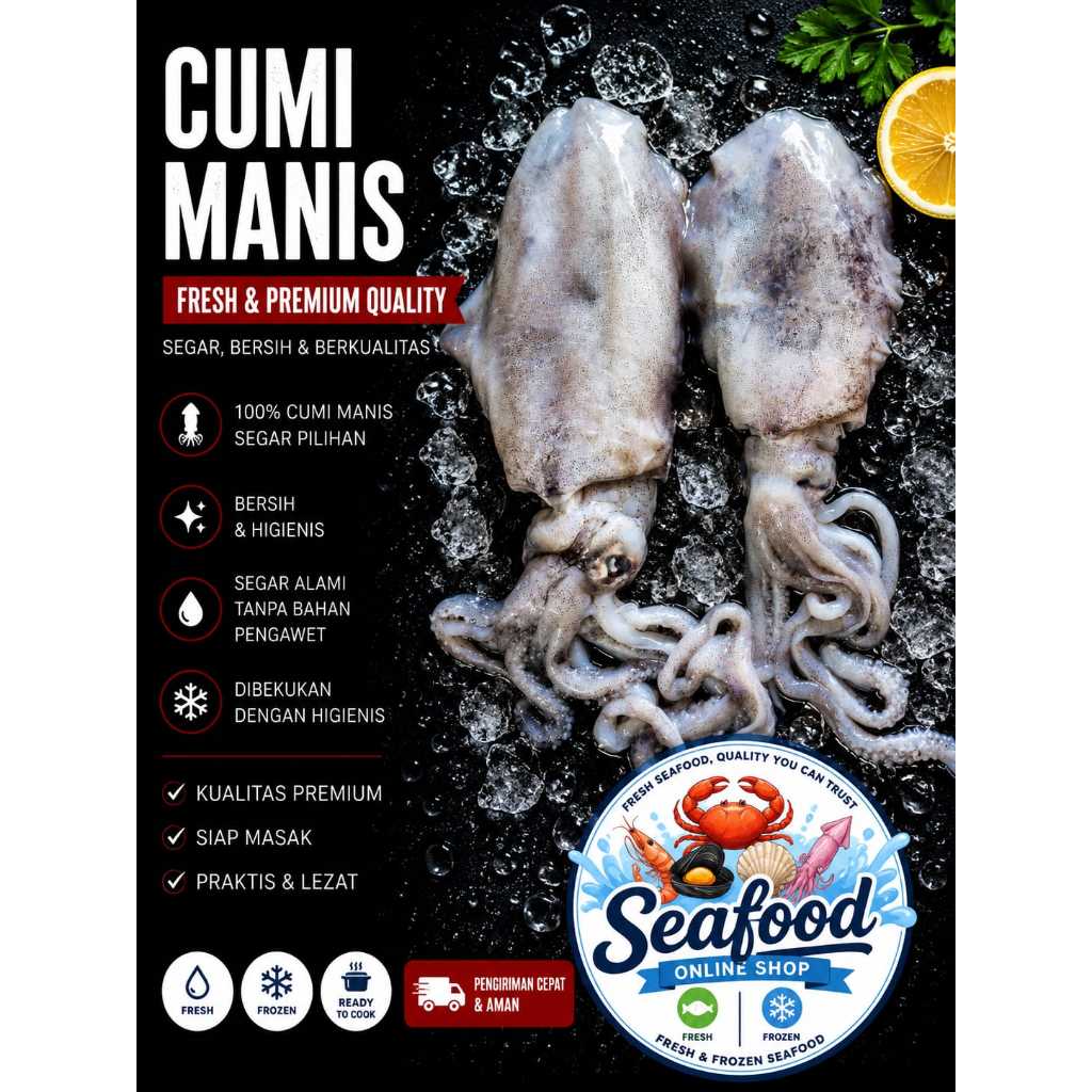 Cumi Laut Cumi Manis Cumi Semampar 1KG Segar Fresh - Cumi Manis - Berkualitas - Bergaransi