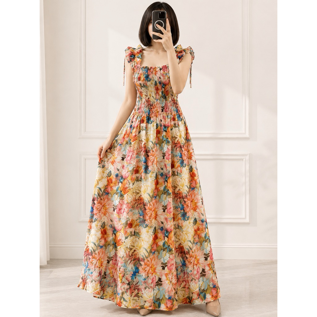 SUMMER DRESS WANITA LONGDRESS PANTAI BAJU PANTAI CASUAL ADEM TERBARU VIRAL