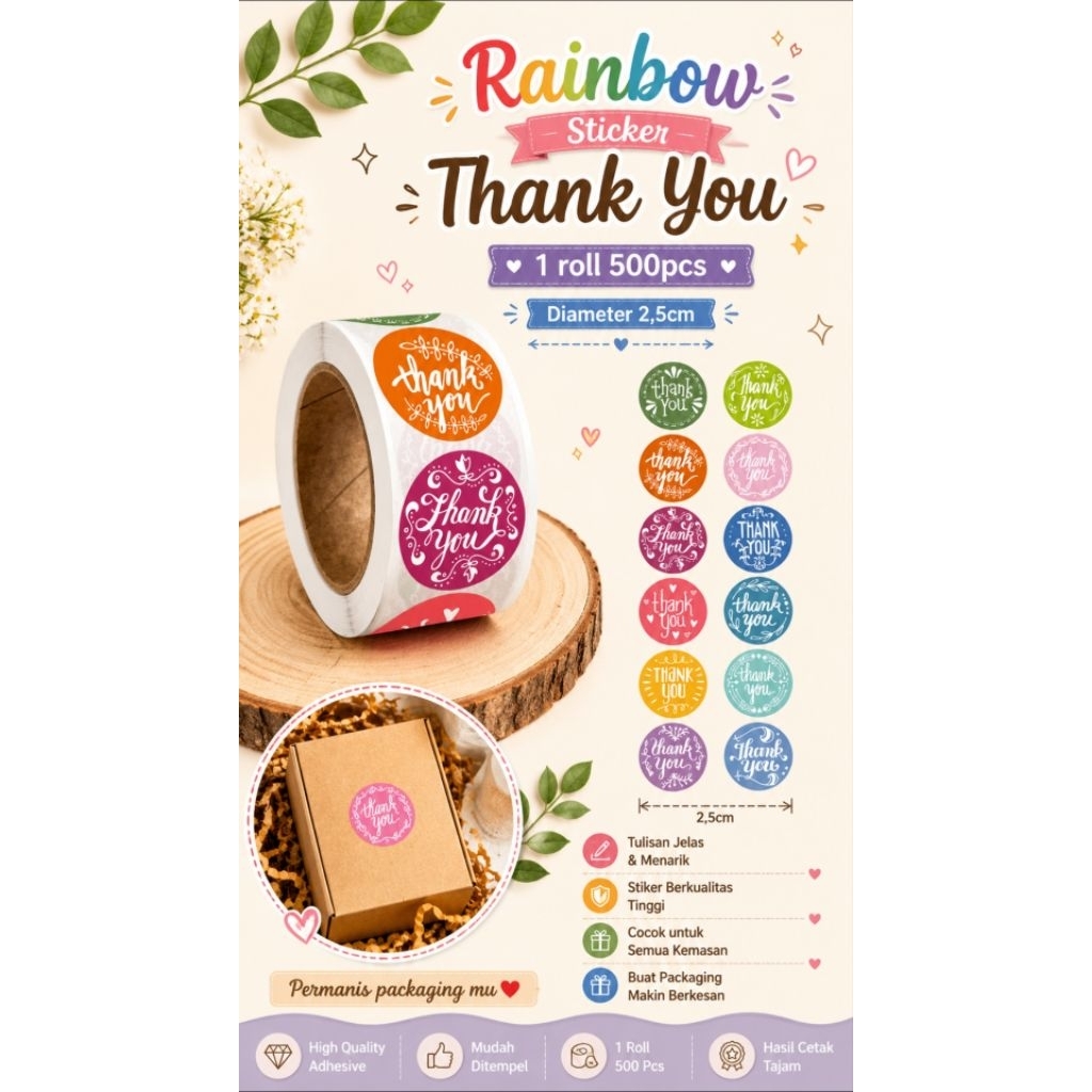 Sticker Thank You Rainbow 2,5cm