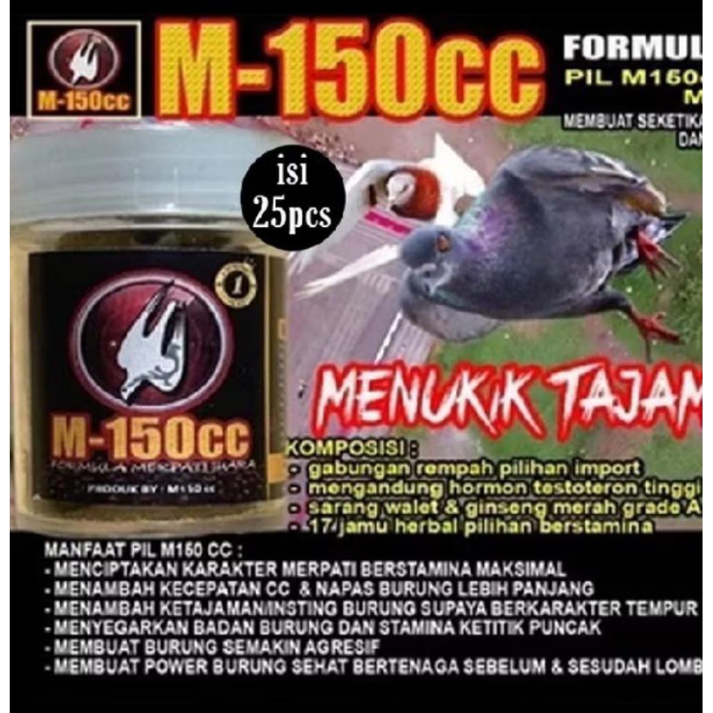 M150cc Pil Vitamin Burung Dara 25pcs Kemasan Ekonomis Menambah Kecepatan & Stamina Burung